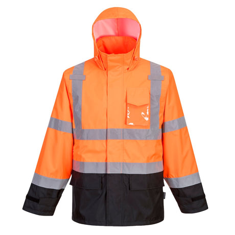 Portwest US366 Hi Vis Contrast Rain Jacket with Vented Back Cape - Gorvex.com