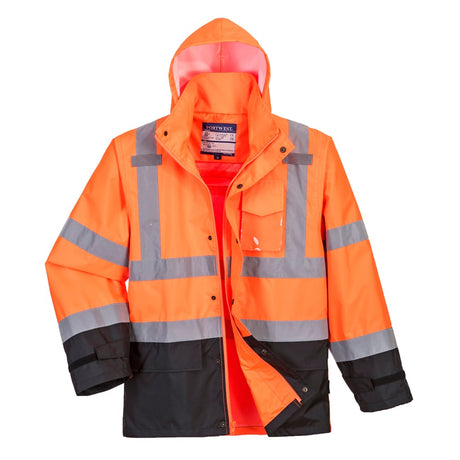 Portwest US366 Hi Vis Contrast Rain Jacket with Vented Back Cape - Gorvex.com