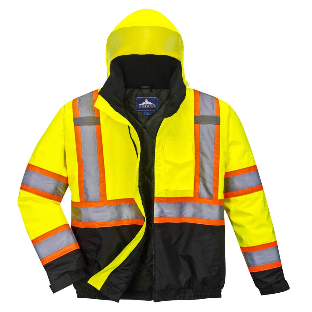 Portwest US367 Hi Vis 2 - in - 1 Bomber Jacket with Contrasting Tape - Gorvex.com