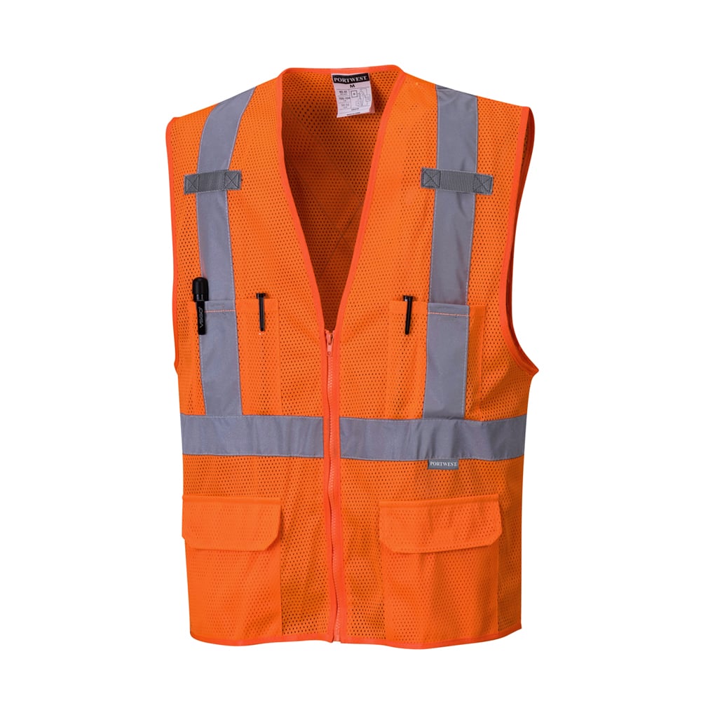 Portwest US370 Atlanta Hi Vis Mesh Vest with 2 Mic Tabs - Gorvex.com