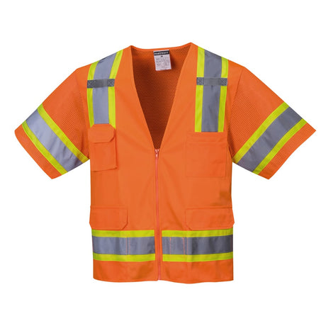 Portwest US373 Aurora Hi Vis Mesh/Solid Sleeved Vest with Zip Closure - Gorvex.com