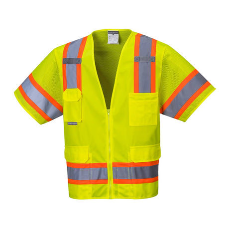 Portwest US373 Aurora Hi Vis Mesh/Solid Sleeved Vest with Zip Closure - Gorvex.com