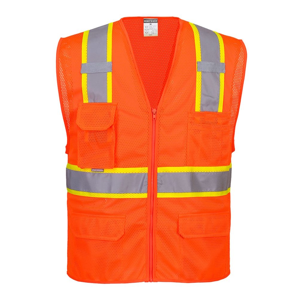 Portwest US374 Orlando Hi Vis Contrast Cooling Mesh Vest + 6 Pockets - Gorvex.com