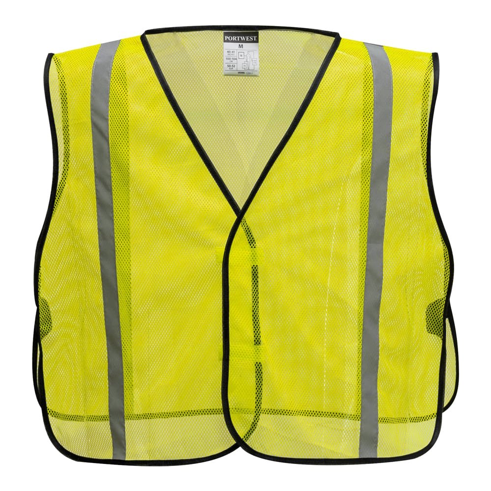 Portwest US390 Economy Hi Vis Non - ANSI Vest with Hook & Loop Closure, Hi Vis Yellow, One Size - Gorvex.com