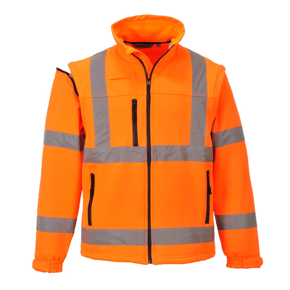 Portwest US428 Hi Vis Softshell Jacket with Detachable Sleeves - Gorvex.com