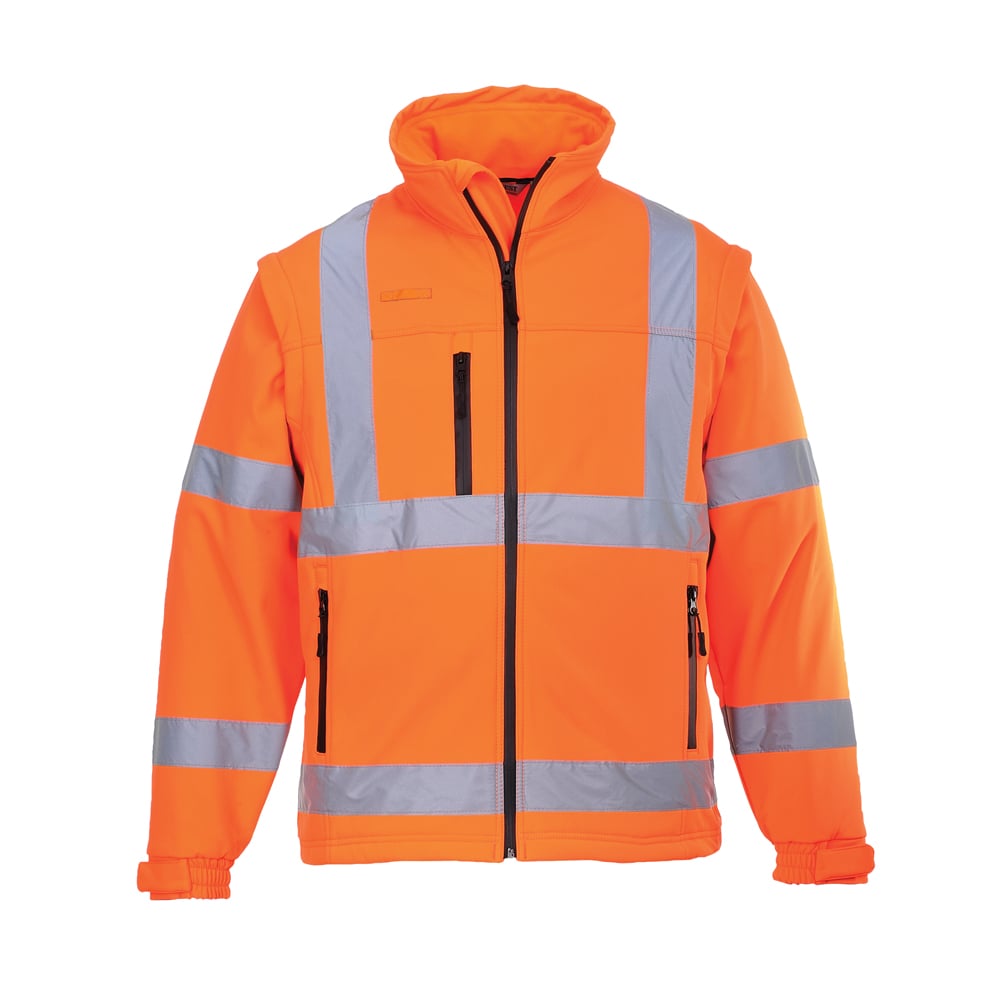 Portwest US428 Hi Vis Softshell Jacket with Detachable Sleeves - Gorvex.com