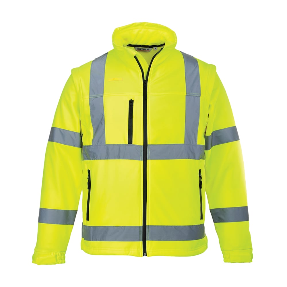 Portwest US428 Hi Vis Softshell Jacket with Detachable Sleeves - Gorvex.com