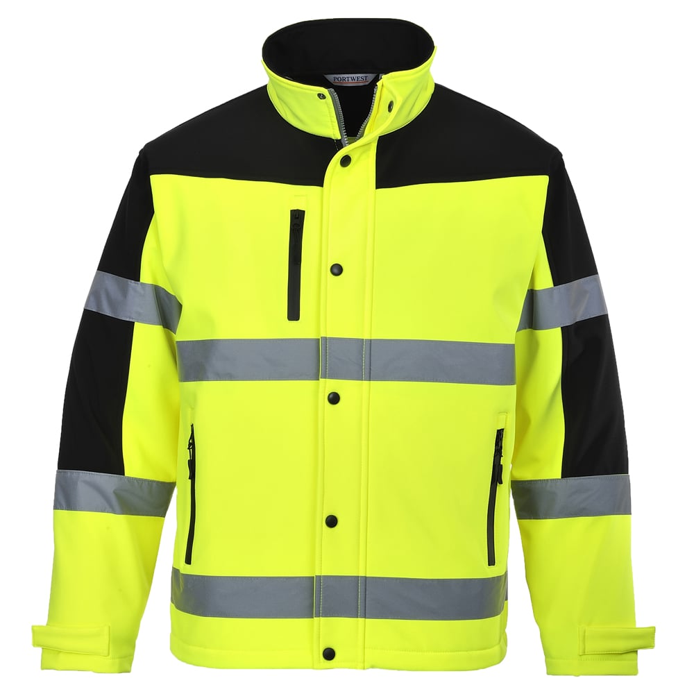 Portwest US429 Hi Vis Two Tone Softshell Jacket with Storm Flap Zipper - Gorvex.com