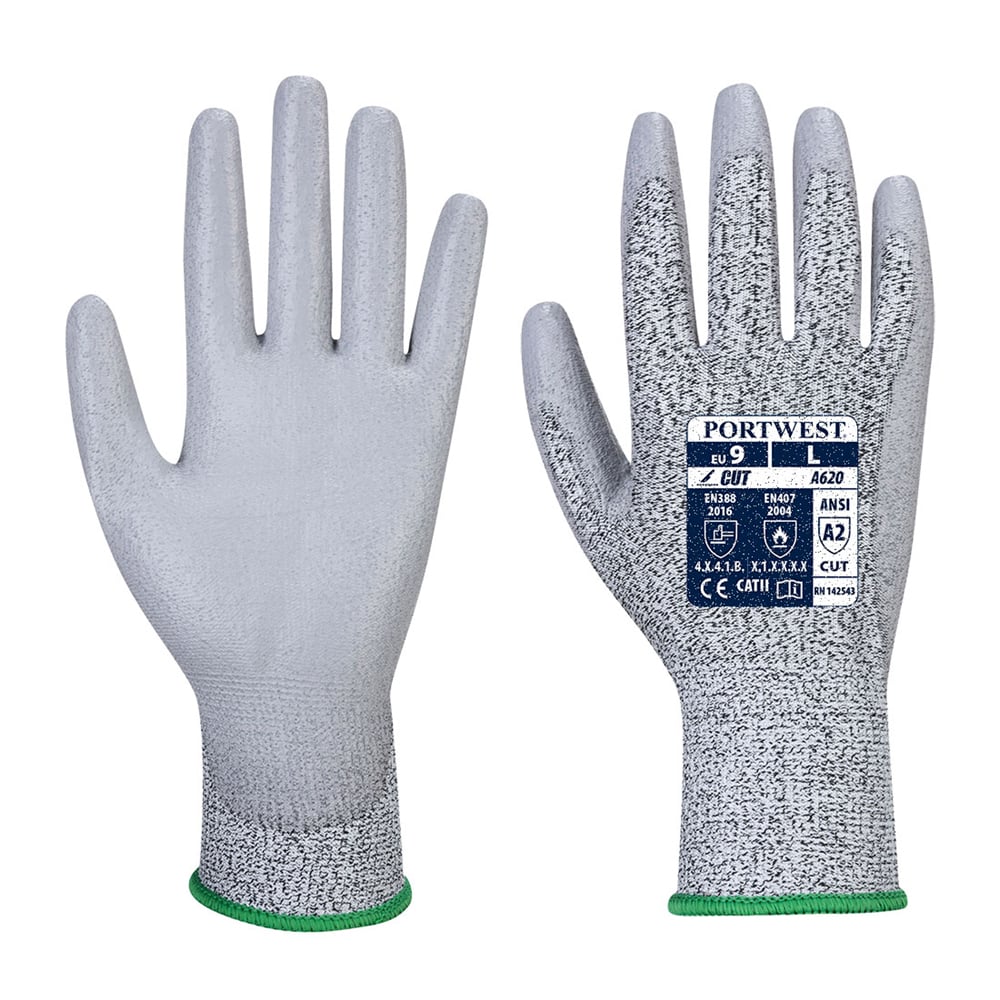 Portwest VA620 Abrasion Resistant, LR Cut PU Palm Gloves - Vending, 1 pair - Gorvex.com