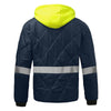 Diamond Quilted Waterproof Parka with Hi-Vis Lime Hood