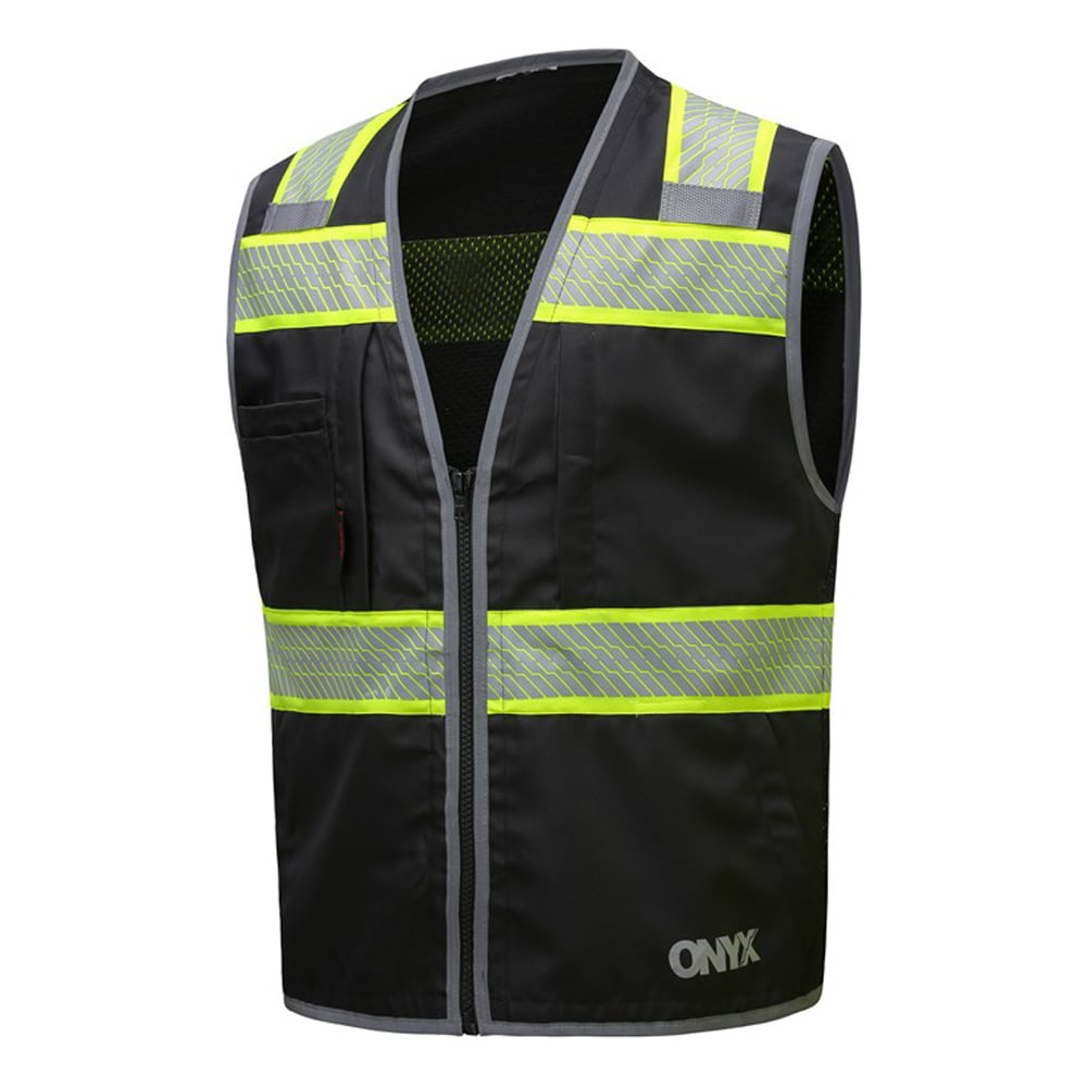 Onyx Solid Front Mesh Back Safety Vest with Segmented Tape