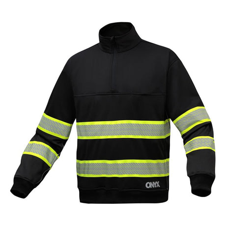 Onyx Polyester Fleece Quarter-Zip Sweatshirt with Chest Radio Pocket
