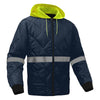 Diamond Quilted Waterproof Parka with Hi-Vis Lime Hood