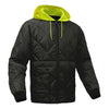 Diamond Quilted Waterproof Parka with Hi-Vis Lime Hood