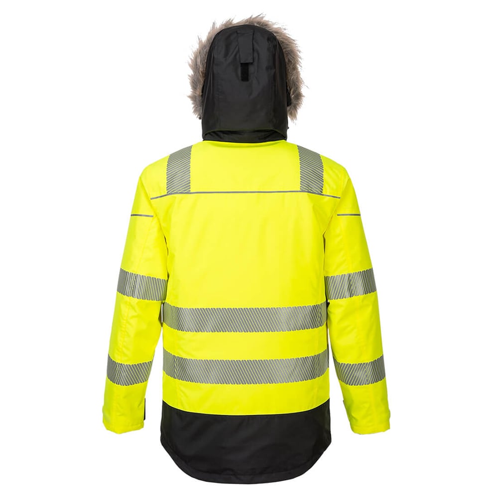 Portwest PW369 PW3 Class 3 Hi-Vis Winter Parka with Faux Fur Trim