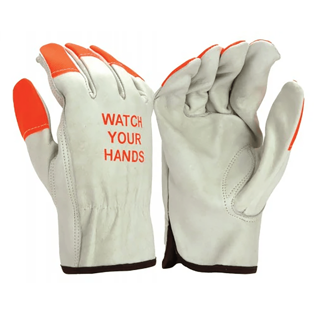 Pyramex GL2002K Value Grain Cowhide Driver Gloves with Hi - Vis Fingertips, 1 pair - Gorvex.com