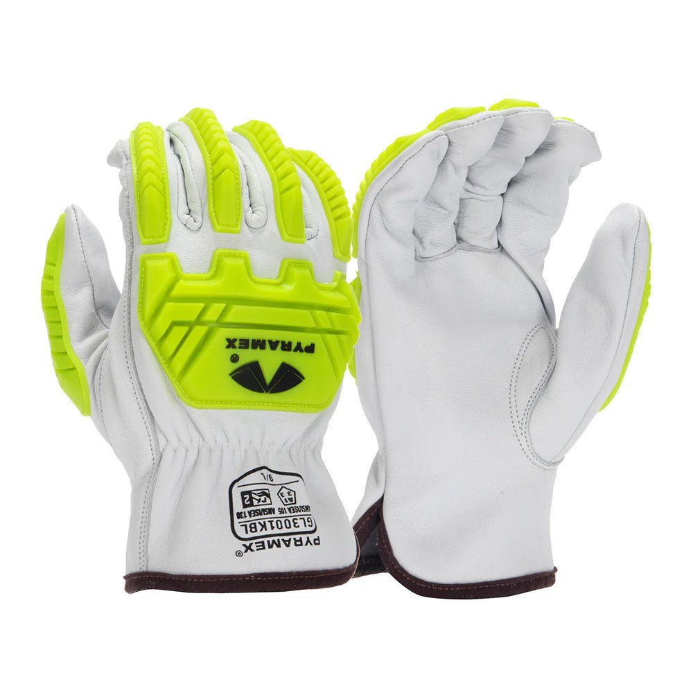 Pyramex GL3001KB Premium Hi - Vis Impact Level 2 Goatskin Driver Gloves, 1 pair - Gorvex.com