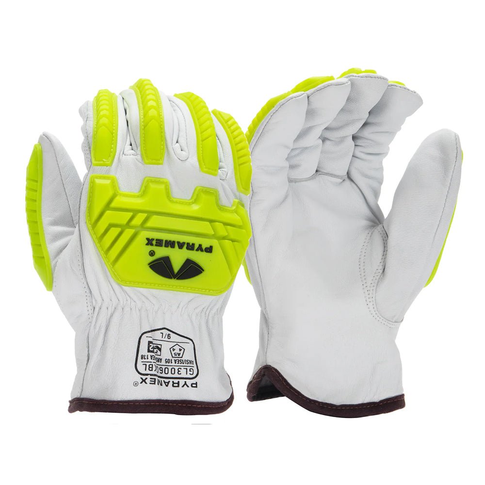 Pyramex GL3006CKB Premium Hi - Vis A5 Cut Impact Level 2 Goatskin Driver Gloves, 1 pair - Gorvex.com