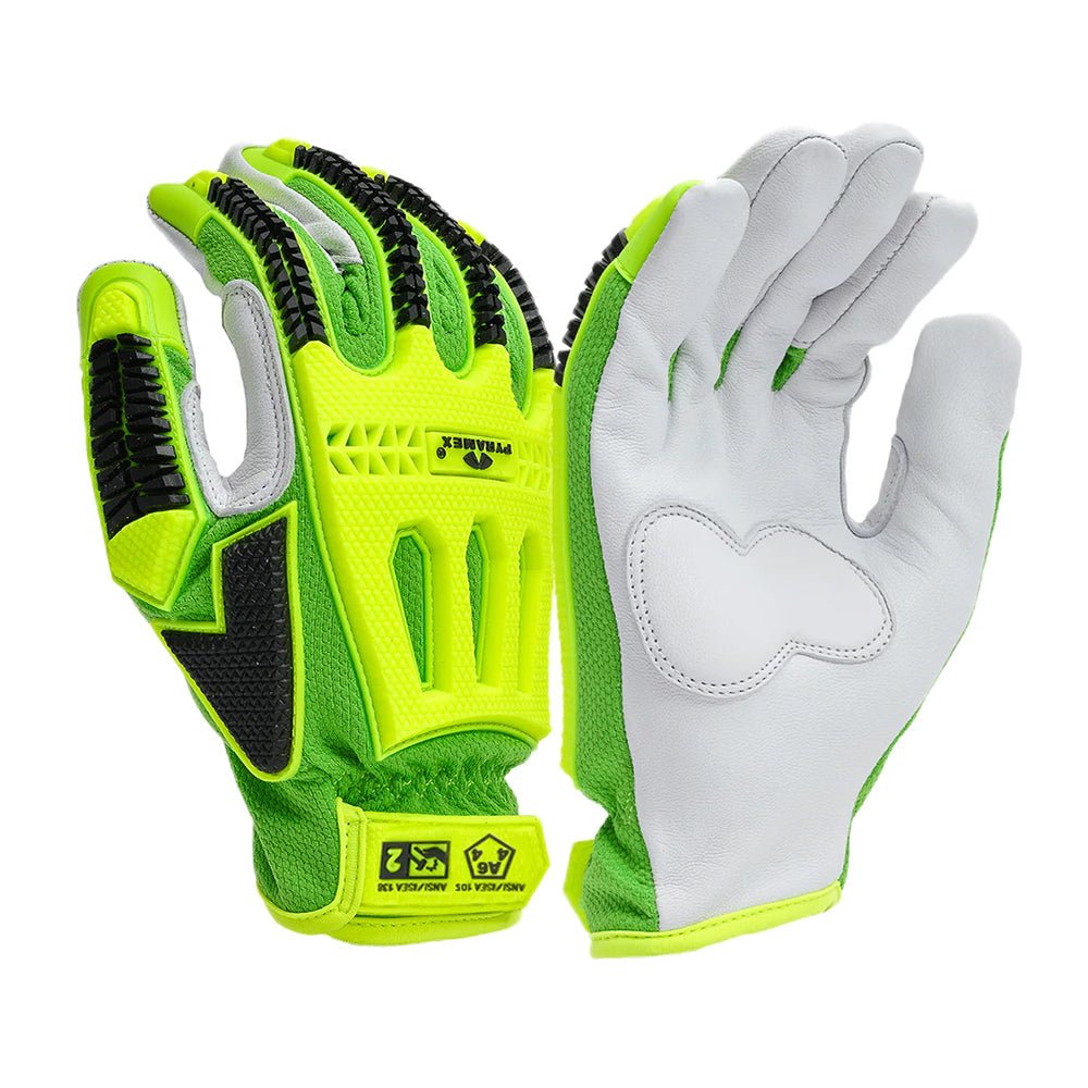 Pyramex GL3012CB Premium A6 Cut Hi - Vis Mesh Back Goatskin Driver Gloves, 1 pair - Gorvex.com
