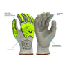 Pyramex GL402CB A4 Cut Resistant PU Palm Dipped Hi - Vis TPR Gloves, 1 pair - Gorvex.com