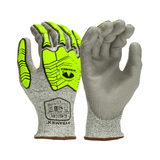 Pyramex GL402CB A4 Cut Resistant PU Palm Dipped Hi - Vis TPR Gloves, 1 pair - Gorvex.com