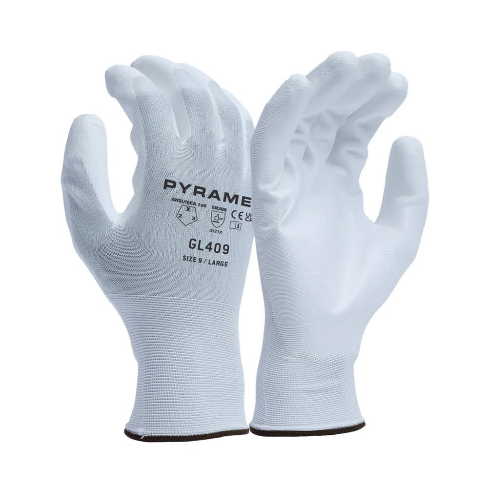 Pyramex GL409 PU Palm Coated 18 mil Low - Lint Work Gloves, 1 pair - Gorvex.com
