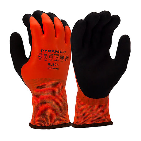 Pyramex GL505 Full Dipped Sandy Latex Insulated Gloves with Fleece Liner, 1 pair - Gorvex.com