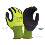 Pyramex GL508 Foam Latex Palm Coated Hi - Vis Work Gloves, 1 pair - Gorvex.com