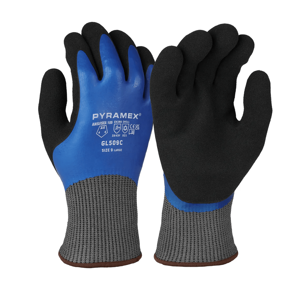 Pyramex GL509C ANSI A6 Cut Double Latex Coated Insulated Waterproof Gloves, 1 pair - Gorvex.com