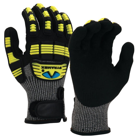 Pyramex GL610C Cut Level A5 Sandy Nitrile Glove with Hook & Loop Wrist, 1 pair - Gorvex.com