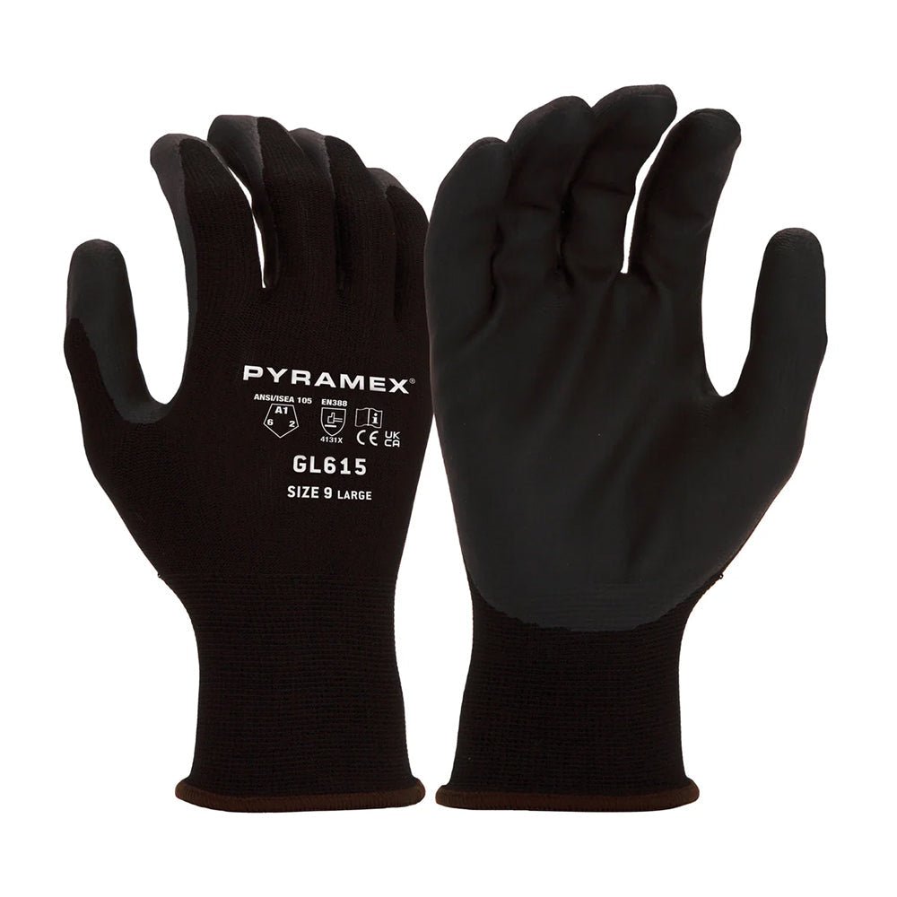 Pyramex GL615 Touch - Sensitive 15 mil Micro - Foam Nitrile Coated Gloves, 1 pair - Gorvex.com