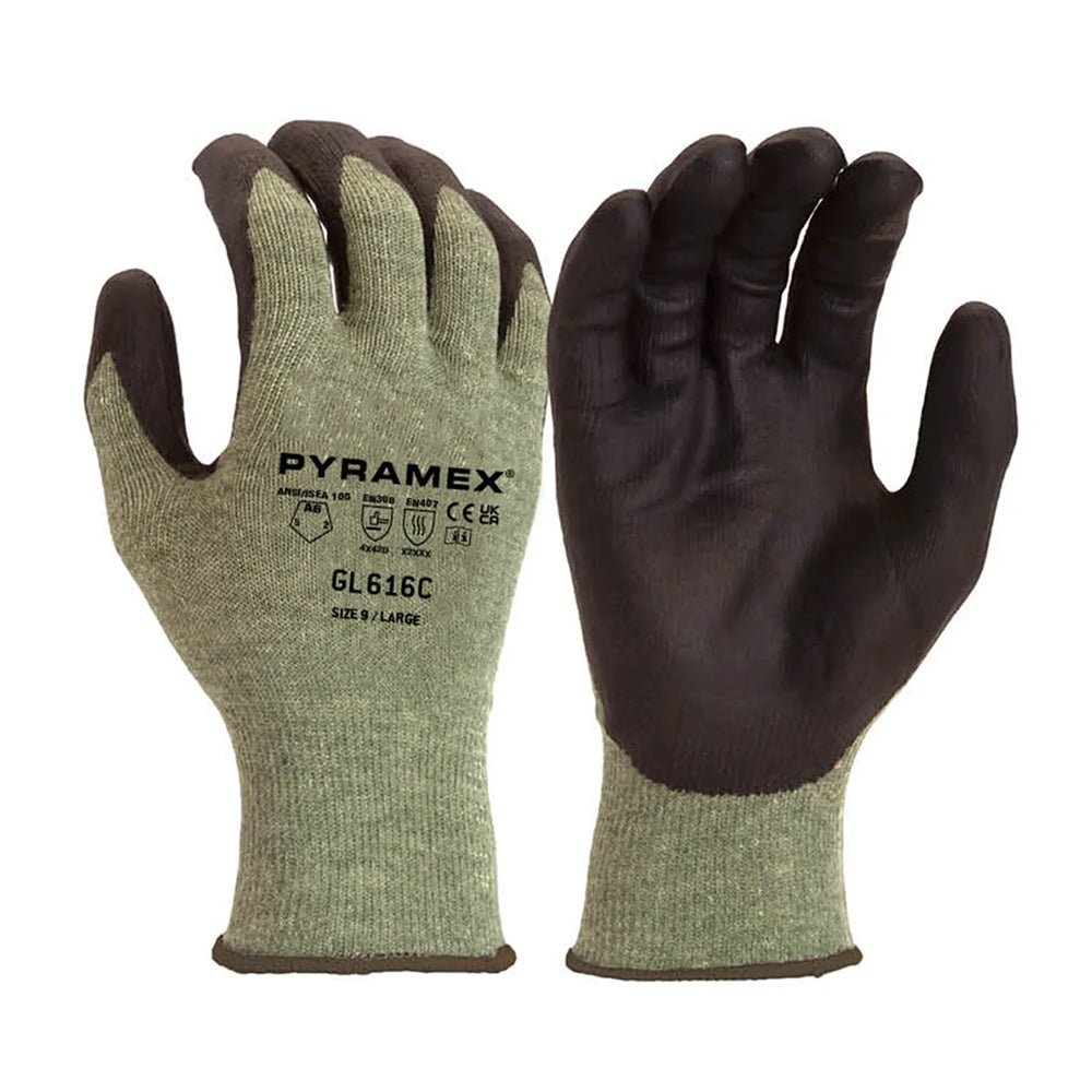 Pyramex GL616C A6 Cut Heat Resistant Micro - Foam Nitrile Coated Gloves, 1 pair - Gorvex.com