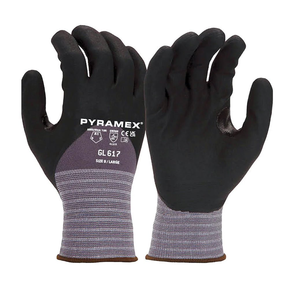 Pyramex GL617 Touch - Sensitive 15 mil 3/4 Micro - Foam Nitrile Coated Gloves, 1 pair - Gorvex.com