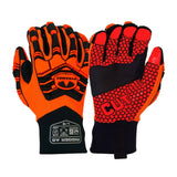 Pyramex GL807CHT Hi - Vis Leather Palm Impact Gloves with A5 Para - Aramid Liner, 1 pair - Gorvex.com