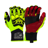 Pyramex GL807HT Hi - Vis Leather Palm Impact Gloves with PVC Patch & Silicone Print, 1 pair - Gorvex.com
