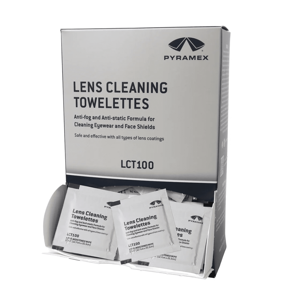 Pyramex LCT100 Pre - Moistened Lens Cleaning Towelettes, 1 box (100 pieces) - Gorvex.com