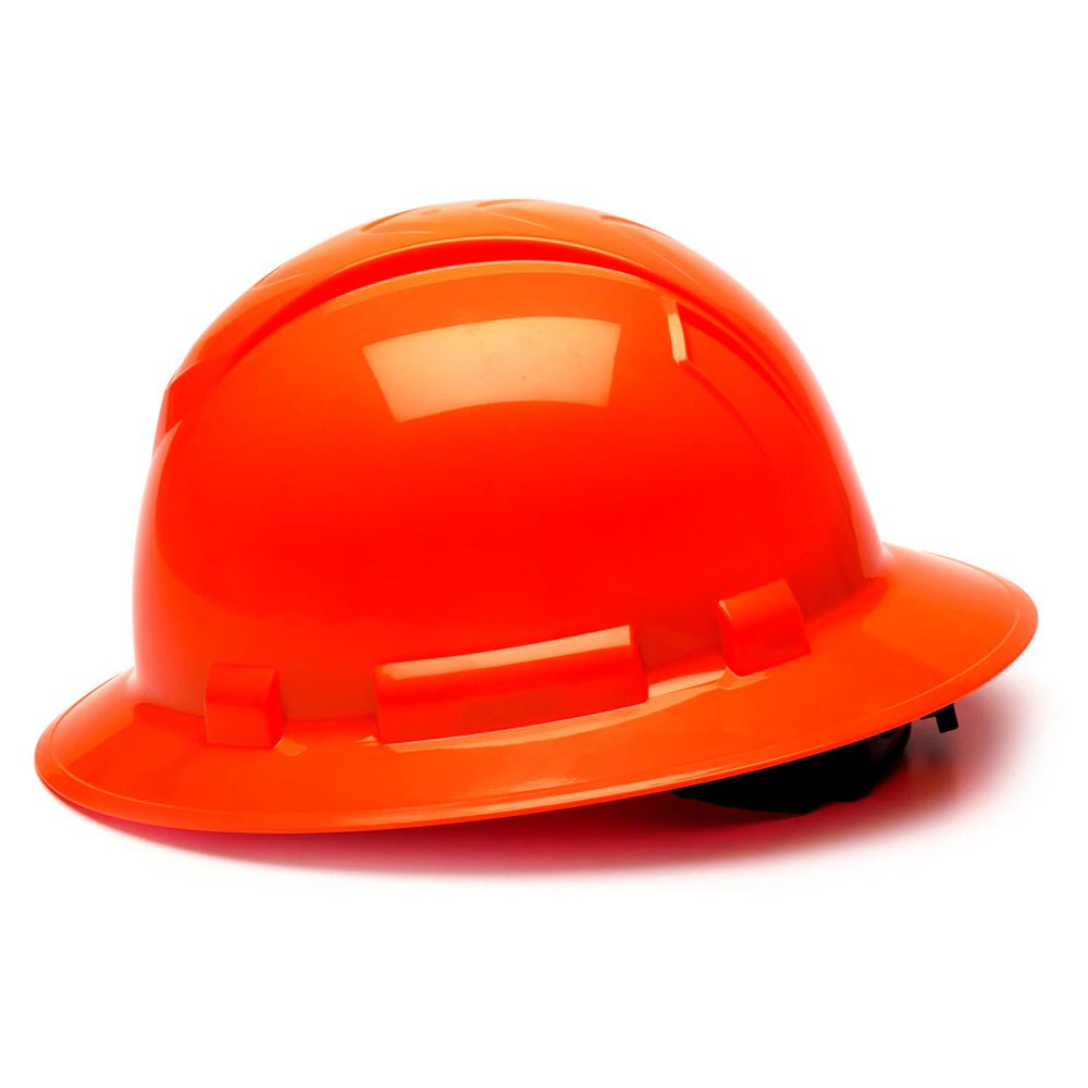 Pyramex Ridgeline Full Brim Hard Hat, 4 Pt Ratchet Suspension - Gorvex.com
