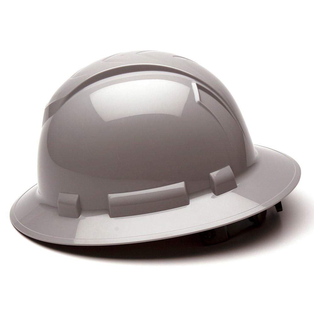 Pyramex Ridgeline Full Brim Hard Hat, 4 Pt Ratchet Suspension - Gorvex.com