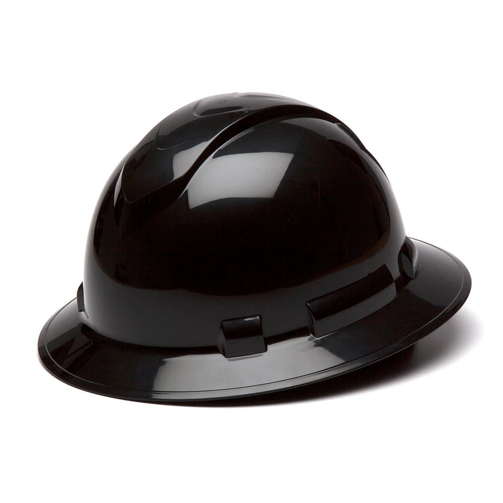 Pyramex Ridgeline Full Brim Hard Hat, 4 Pt Ratchet Suspension - Gorvex.com