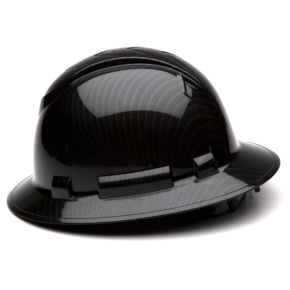 Pyramex Ridgeline Graphite Full Brim Hard Hat, 4 Point Ratchet - Gorvex.com