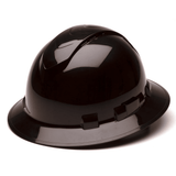 Pyramex Ridgeline Vented Full Brim Hard Hat, 4 Pt Ratchet Suspension - Gorvex.com