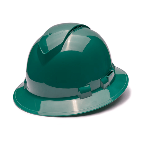 Pyramex Ridgeline Vented Full Brim Hard Hat, 4 Pt Ratchet Suspension - Gorvex.com