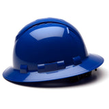 Pyramex Ridgeline Vented Full Brim Hard Hat, 4 Pt Ratchet Suspension - Gorvex.com