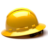 Pyramex Ridgeline Vented Full Brim Hard Hat, 4 Pt Ratchet Suspension - Gorvex.com