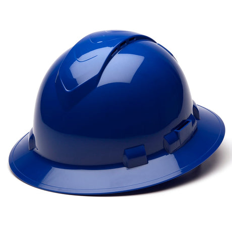 Pyramex Ridgeline Vented Full Brim Hard Hat, 4 Pt Ratchet Suspension - Gorvex.com