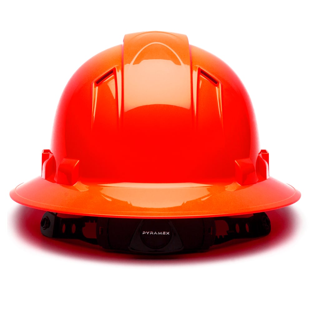 Pyramex Ridgeline Vented Full Brim Hard Hat, 4 Pt Ratchet Suspension - Gorvex.com