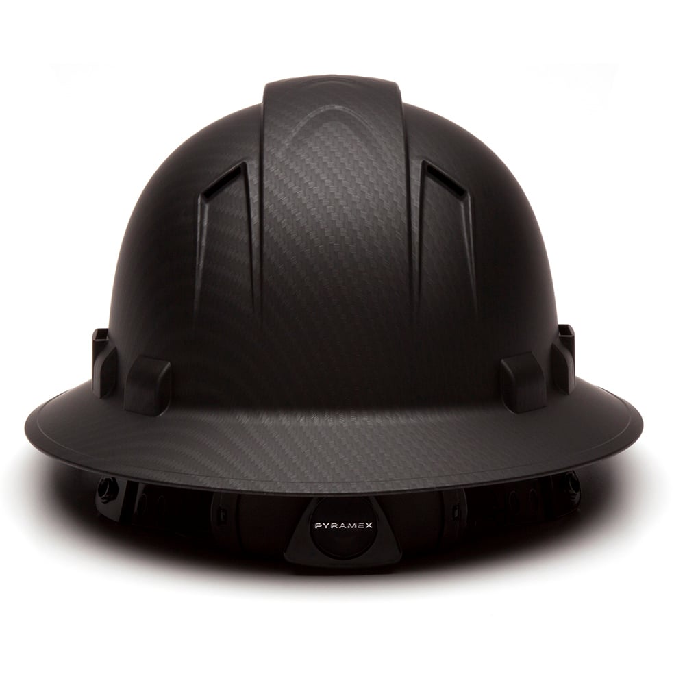 Pyramex Ridgeline Vented Graphite Full Brim Hard Hat, 4 Point Ratchet, Black Graphite - Gorvex.com