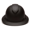 Pyramex Ridgeline Vented Graphite Full Brim Hard Hat, 4 Point Ratchet, Black Graphite - Gorvex.com