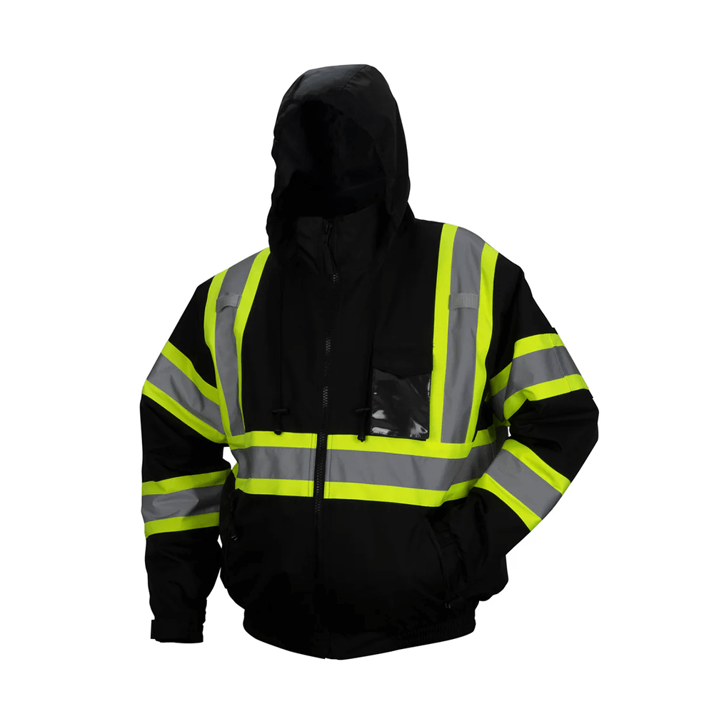 Pyramex RJ37 Class 1 Waterproof Hooded Reflective Jacket with Quilted Lining - Gorvex.com