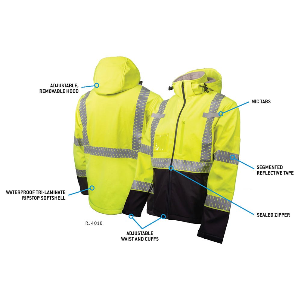 Pyramex RJ40 Hi - Vis Class 3 Waterproof Reflective Jacket with Removable Hood - Gorvex.com